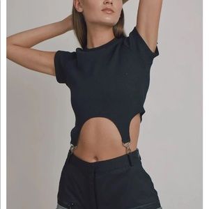 Ragged priest black clip black crop top